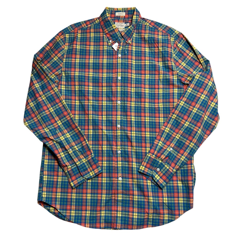 J.Crew NWT Secret Wash Plaid Shirt Mens Medium Classic Fit Button Down BJ705